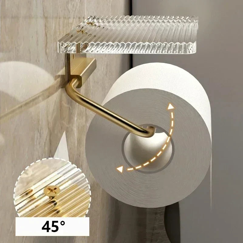 Porta-Papel Higiênico Luxo Dourado com Prateleira | Santorini ©